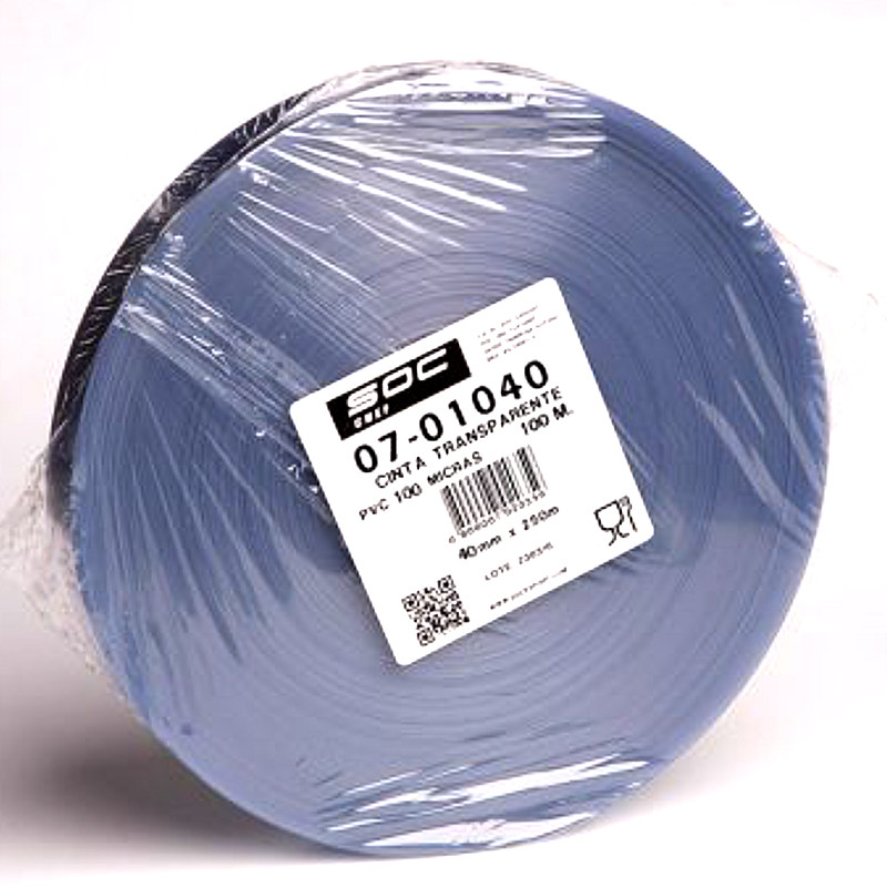 CINTA PASTELES TRANSP. PVC 100 micras 45mm BOLSA 250m